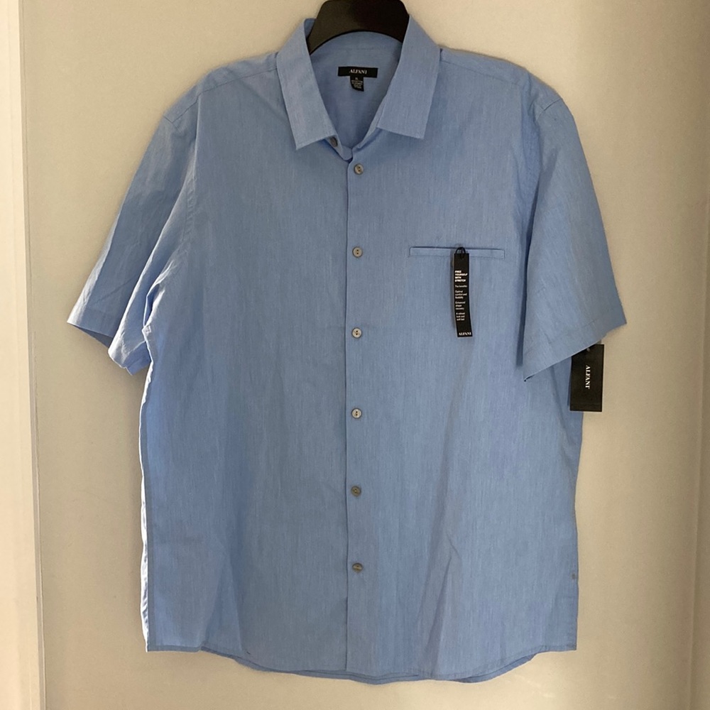 NWT Alfani Short sleeve button down, light blue size XL